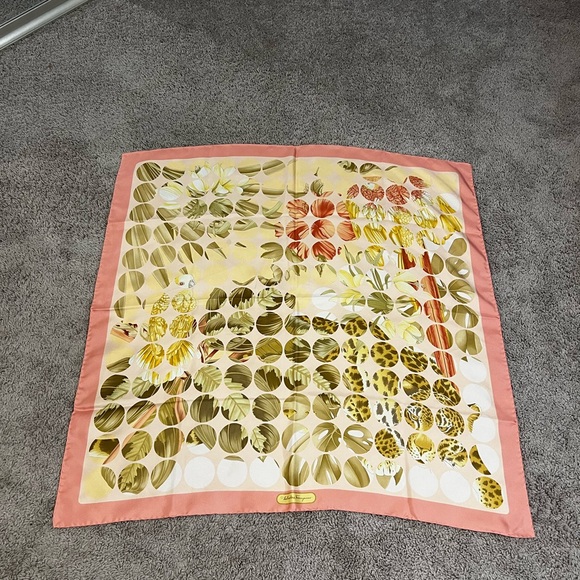 Salvatore Ferragamo Accessories - Salvatore Ferragamo Pink and Yellow Floral Silk Scarf